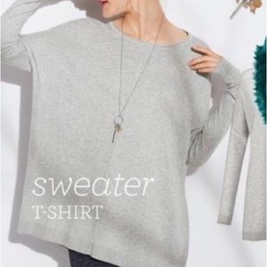 CABI 3305 Oversized Sweater Light Gray Dolman Pullover Tunic Lightweight Small